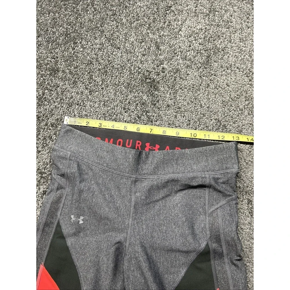 Under Armour Heat Gear Girls Athletic Compression Pants Gray Neon Medium 1305967
